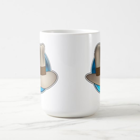 ソフト帽の記録の大きく青いロゴのマグ コーヒーマグカップ (中央)