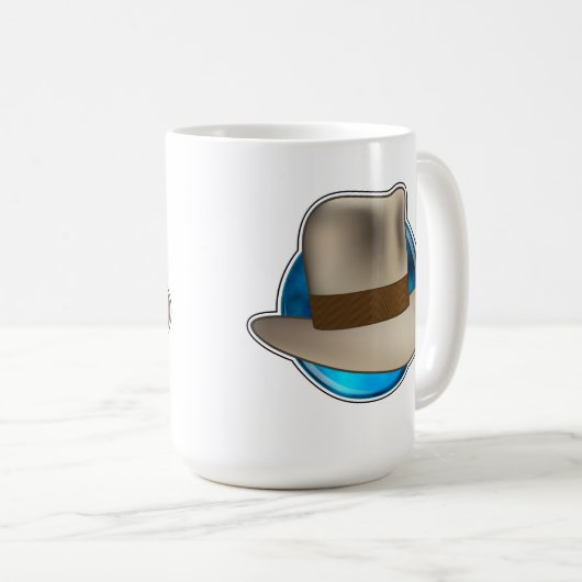 ソフト帽の記録の大きく青いロゴのマグ コーヒーマグカップ (正面右)