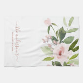 ソフト微妙なトレンディー色洗い赤面ピンクフローラ キッチンタオル (横)