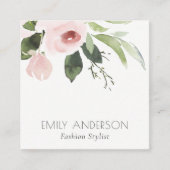 ソフト微妙洗色赤面ピンクフローラ束 スクエア名刺 (正面)