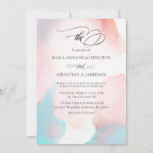 *~*ソフト抽象芸術ウォーターカラーアクアコーラル結婚ズ 招待状 (正面)