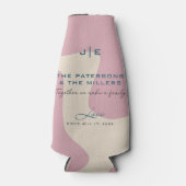 ソフト抽象芸術オーガニック形ピンクブルーモノグラム ボトルクーラー (正面)