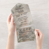 ソフト抽象芸術ニュートラルボタニカルミニマル オールインワン招待状 (貼ってはがせる)