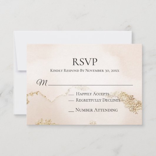 *~*ソフト抽象芸術ピーチピンク赤面結婚ズインサート 出欠カード (正面)