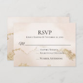 *~*ソフト抽象芸術ピーチピンク赤面結婚ズインサート 出欠カード (正面/裏面)