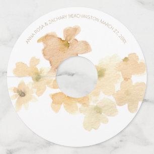 *~*ソフト抽象芸術ピーチベージュフローラ水彩 ワイングラスタグ