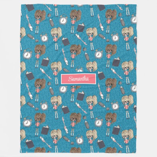 ソフト新学期フリーストレンディー小さな女の子 フリースブランケット (正面)