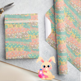 ソフト春イースターカラーキュートイエローチックス ラッピングペーパー