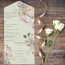 ソフト春カラーフローラ オールインワン招待状