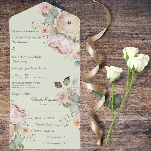 ソフト春カラーフローラ オールインワン招待状