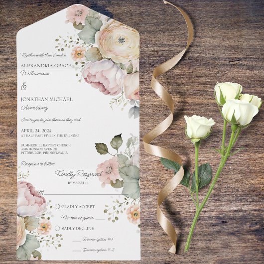 ソフト春カラーフローラ オールインワン招待状