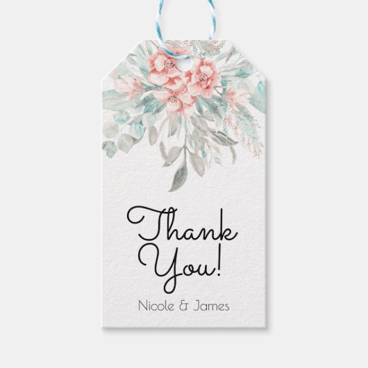 ソフト春サマーフローラグリーンリーエレガントな結婚式 ギフトタグ (正面)