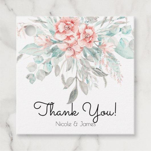 ソフト春サマーフローラグリーンリーエレガントな結婚式 フェイバータグ (正面)