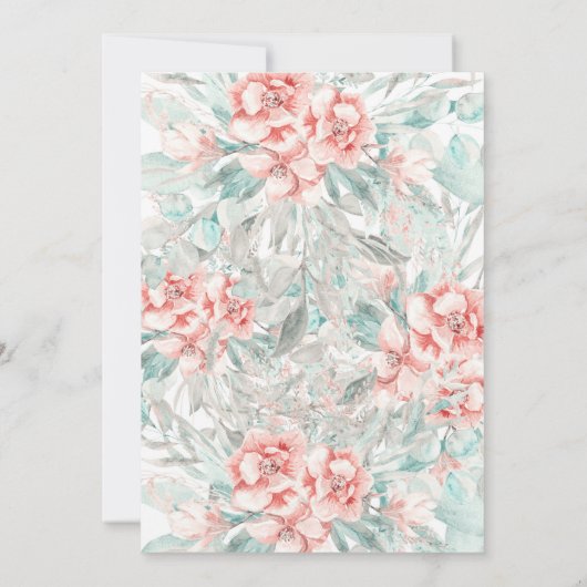 ソフト春サマーフローラグリーンリーエレガントな結婚式 招待状 (裏面)