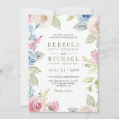 ソフト春フローラフォトコラージュQRコー結婚ド 招待状 (正面)