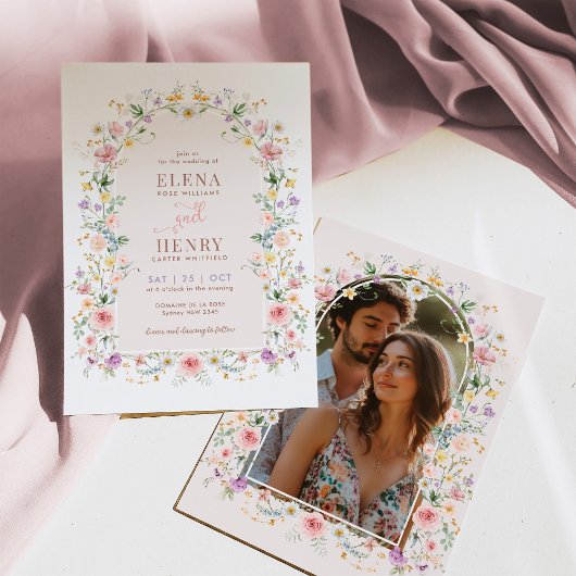 ソフト春ワイルドフラワー結婚フェアヤテールの写真 招待状