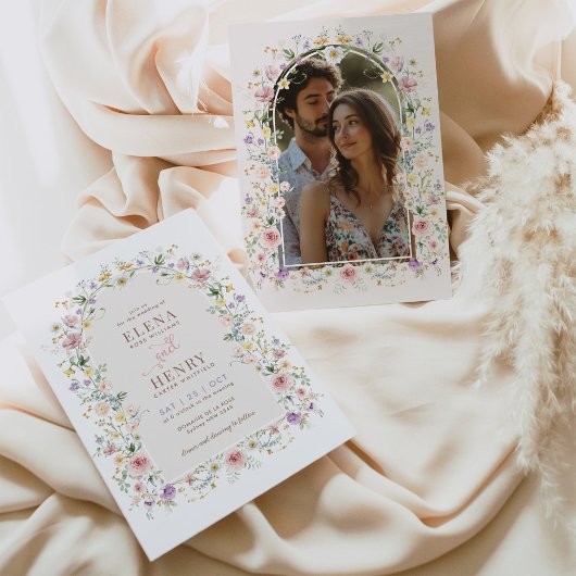 ソフト春ワイルドフラワー結婚フェアヤテールの写真 招待状