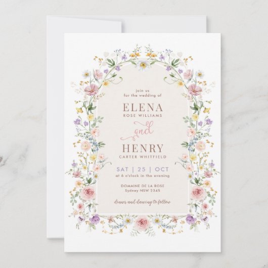 ソフト春ワイルドフラワー結婚フェアヤテールの写真 招待状 (正面)