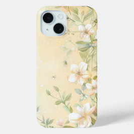 ソフト春花水色の電話ケース iPhone 15ケース