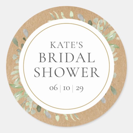 ソフト春離れズク素朴ラフトブライダルシャワー ラウンドシール (正面)