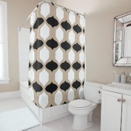 ソフト曲線パターン – トープ、白黒 シャワーカーテン