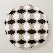ソフト曲線パターン – トープ、白黒 ラウンドクッション (裏面)