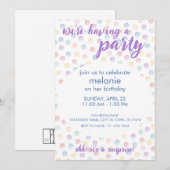 ソフト水玉模様 – 任意の大事な行事パーティー 招待状 (正面/裏面)