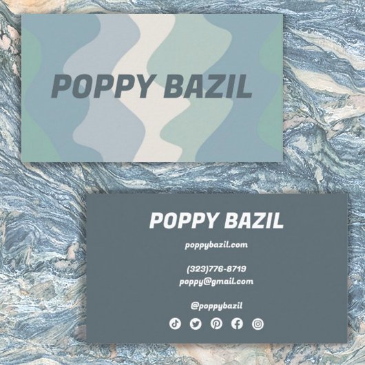 ソフト波状ストライプミニマリストはっきりしたブルーグリーン 名刺