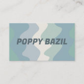 ソフト波状ストライプミニマリストはっきりしたブルーグリーン 名刺 (正面)