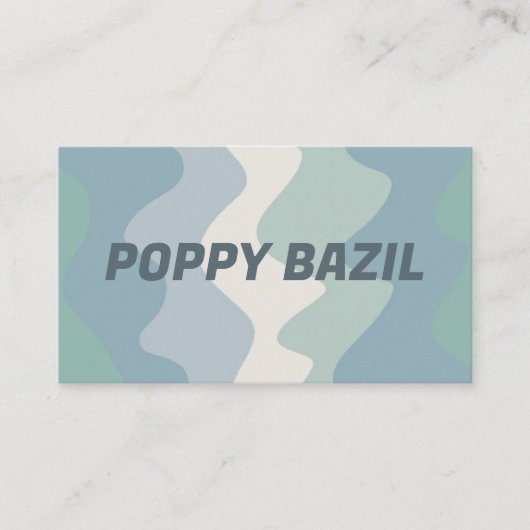 ソフト波状ストライプミニマリストはっきりしたブルーグリーン 名刺 (正面)