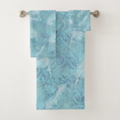 ソフト淡い色のパステルシェードのセージ緑のシルクテクスチャ バスタオルセット (インサイチュ)