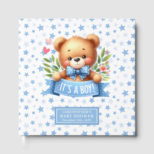 ソフト男の子テディベアの少年向けゲストブック ゲストブック (正面)