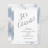 ソフト石板ブルーグレー白抽象芸術ブラシストローク 招待状 (正面/裏面)