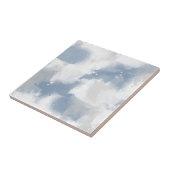 ソフト石板ブルーグレー&ホワイト抽象芸術ブラシストローク タイル (側面)