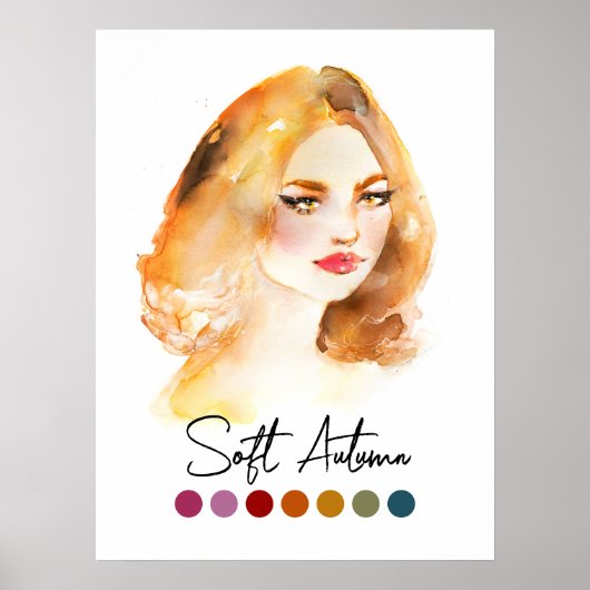 ソフト秋タイプ季節色解析アート ポスター (正面)