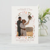 ソフト紅葉日付カードの保存 招待状 (スタンド正面)