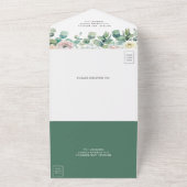 ソフト素朴バラユーカリの葉結婚葉 オールインワン招待状 (外側)