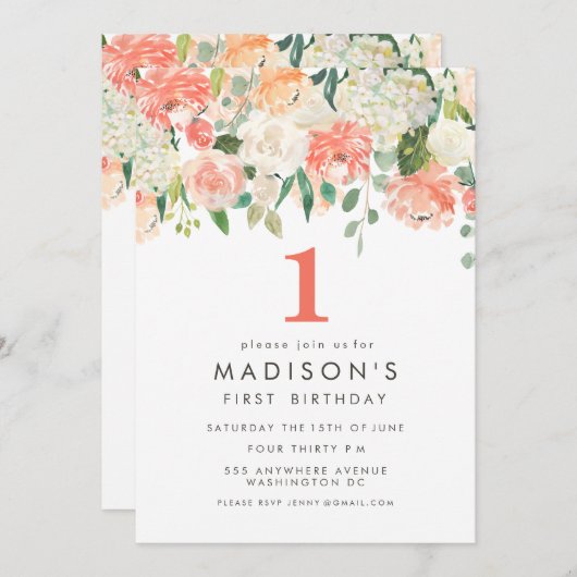 ソフト絵を描フローラ女子1st招待状 招待状 (正面/裏面)