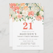 ソフト絵を描フローラ女子21歳招待状 招待状 (正面/裏面)
