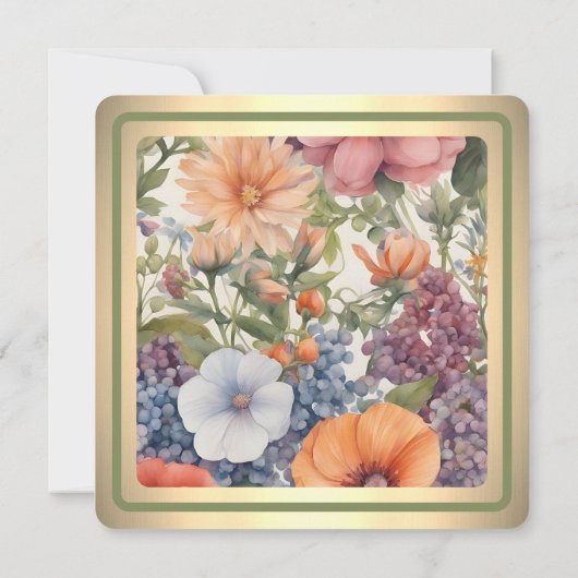 ソフト絵を描フローラ結婚式招待状 招待状 (裏面)