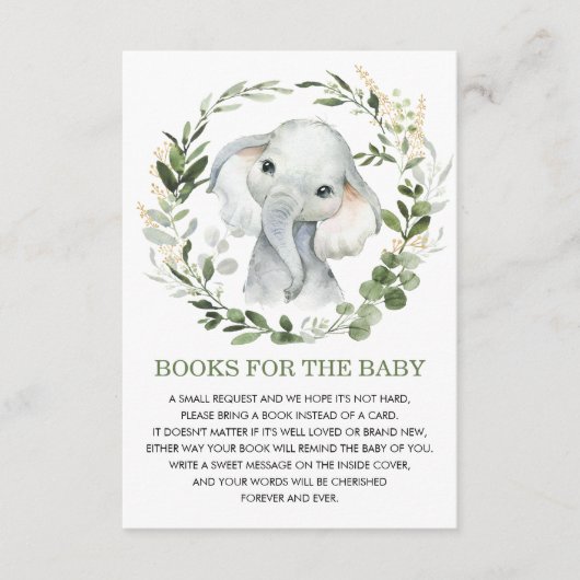 ソフト緑金ゴールド象ベビー図書用 エンクロージャーカード (正面)