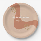 ソフト自然テラコッタモダン抽象芸術結婚ズ ペーパープレート (正面)