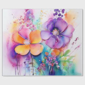 ソフト花びら水彩 ラッピングペーパー (フラット)