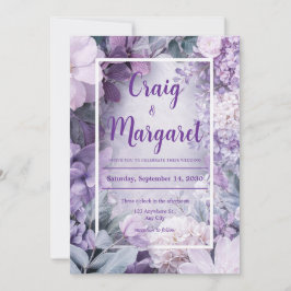 ソフト薄紫および赤面フローラ結婚の 招待状