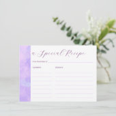 ソフト薄紫クラウドブライダルシャワーレシピ エンクロージャーカード (スタンド正面)