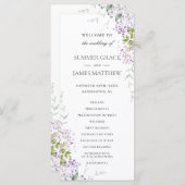 ソフト薄紫パープルフローラグリーンリー結婚式 プログラム (正面/裏面)