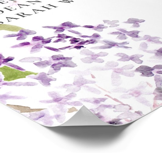 ソフト薄紫パープル結婚フローラの座席表 ポスター (角)