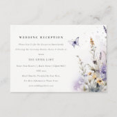 ソフト薄紫ワイルドフラワーバタフライウェディングレセプション エンクロージャーカード (正面)