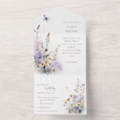 ソフト薄紫ワイルドフラワーバタフライ庭園の結婚式 オールインワン招待状 (内側)