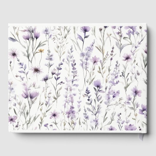 ソフト薄紫ワイルドフラワーバタフライ庭園の結婚式 ゲストブック (裏面)